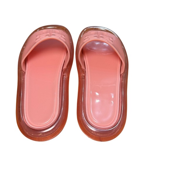 Tory Burch Jelly Slides Sandals Pink Logo Platform Pool Beach Summer 4B - Picture 9 of 12